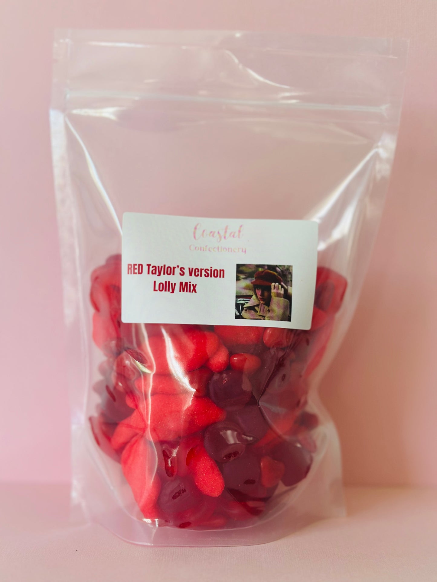 Red Taylor's Version themed Lolly Mix Bags 500g